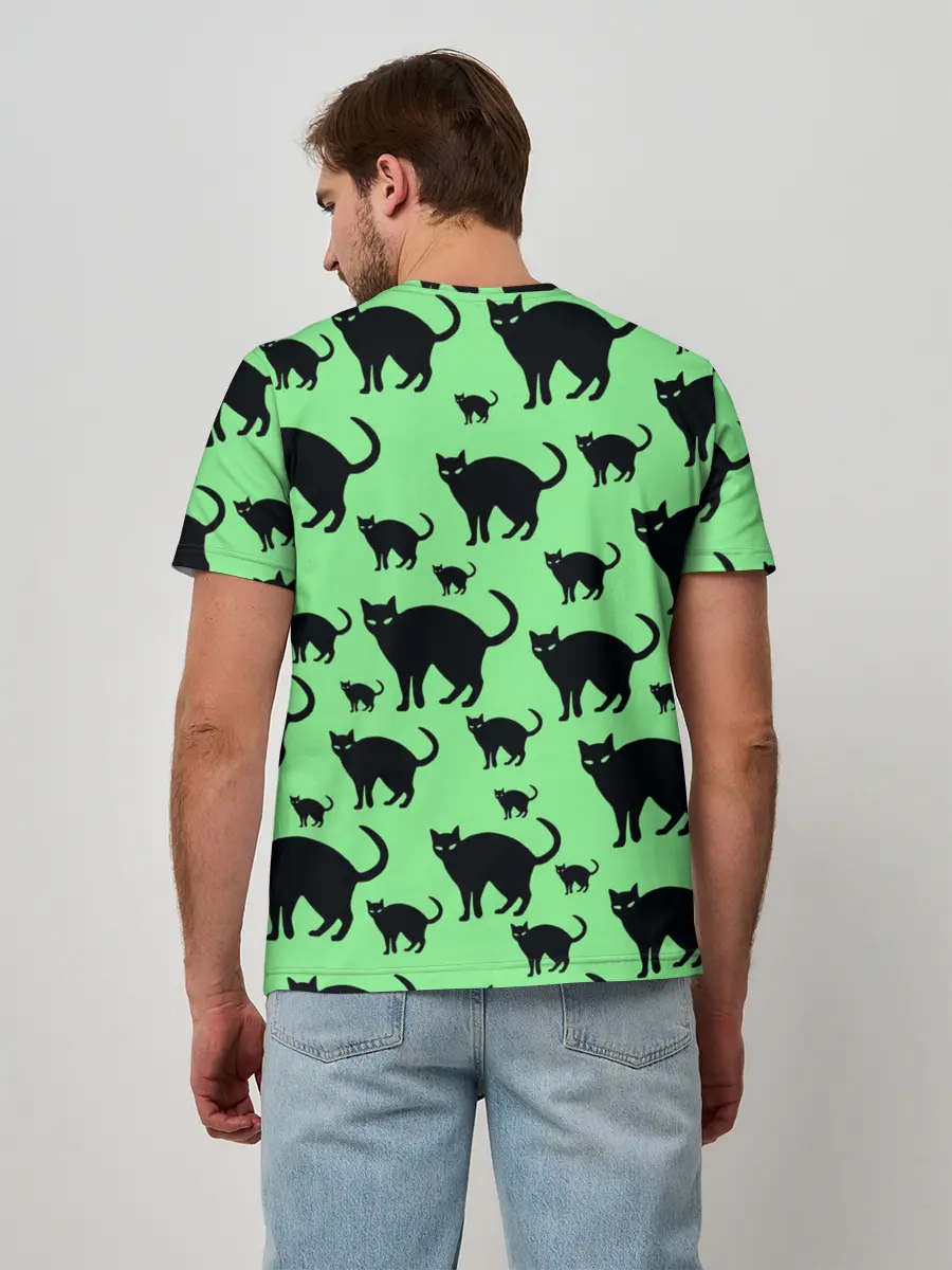 Мужская базовая футболка / Кошки черные