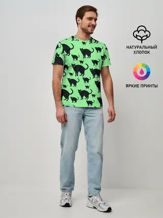 Мужская базовая футболка / Кошки черные