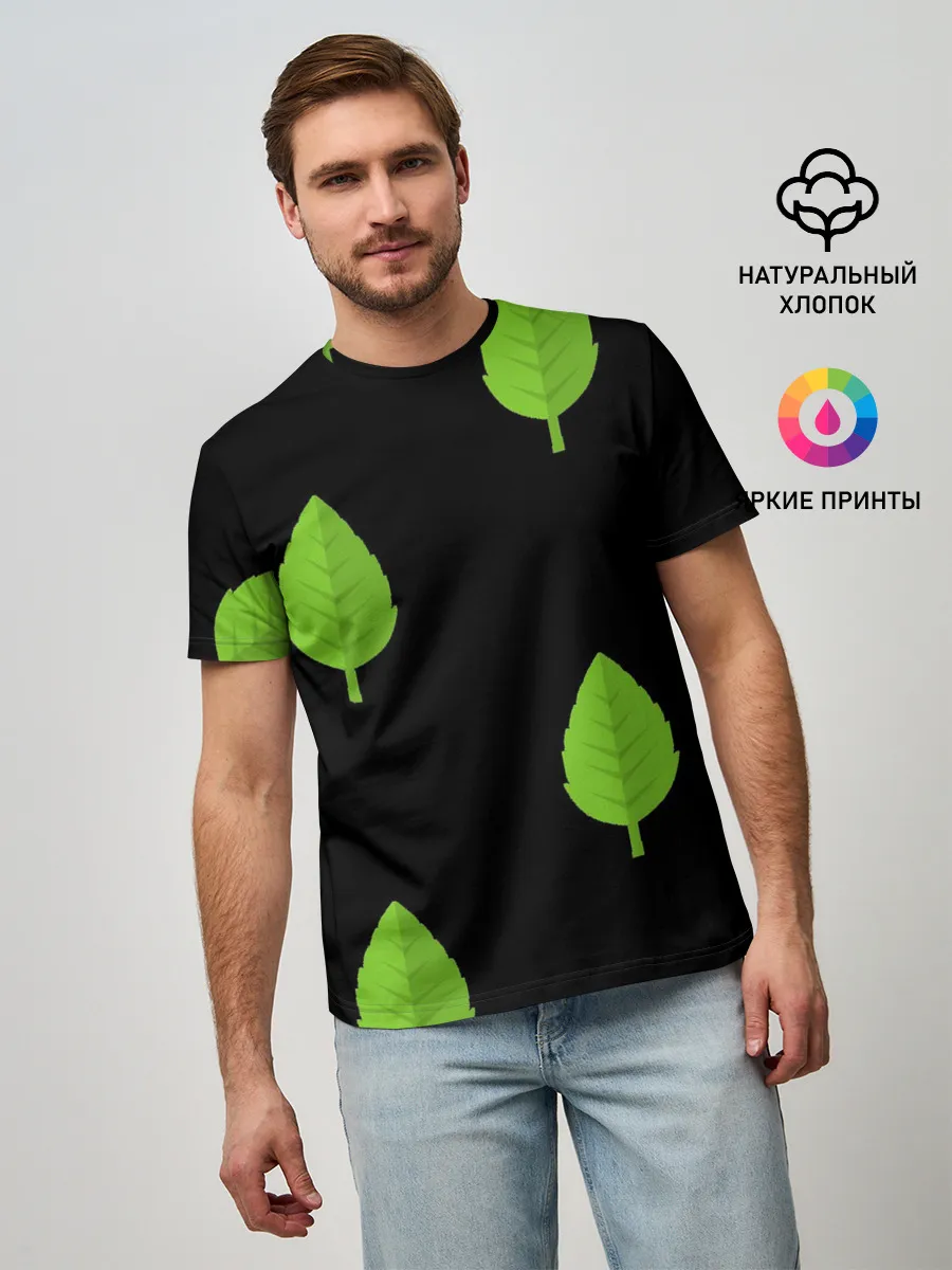 Мужская базовая футболка / Птица и листочек