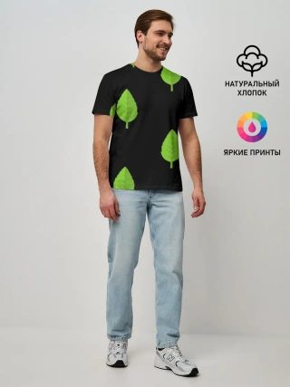 Мужская базовая футболка / Птица и листочек