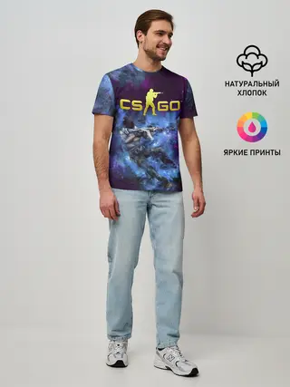 Мужская базовая футболка / CS GO Blue smoke