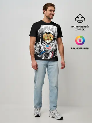 Мужская базовая футболка / Кот Космонавт