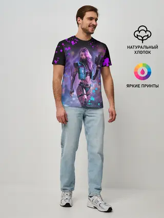 Мужская базовая футболка / CYBERPUNK 2077 NEON | КИБЕРПАНК НЕОН