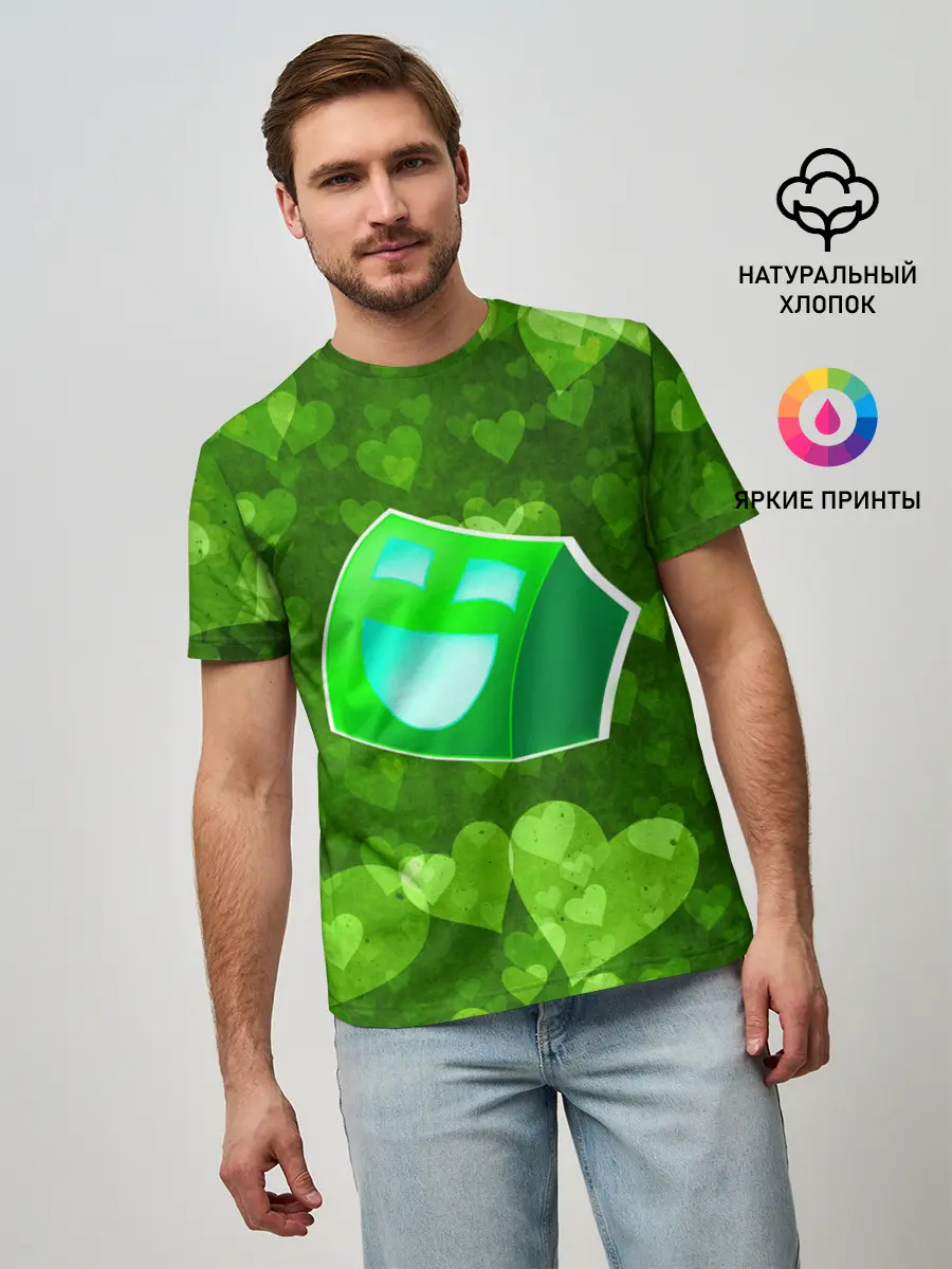 Мужская базовая футболка / Geometry Dash | Green Love