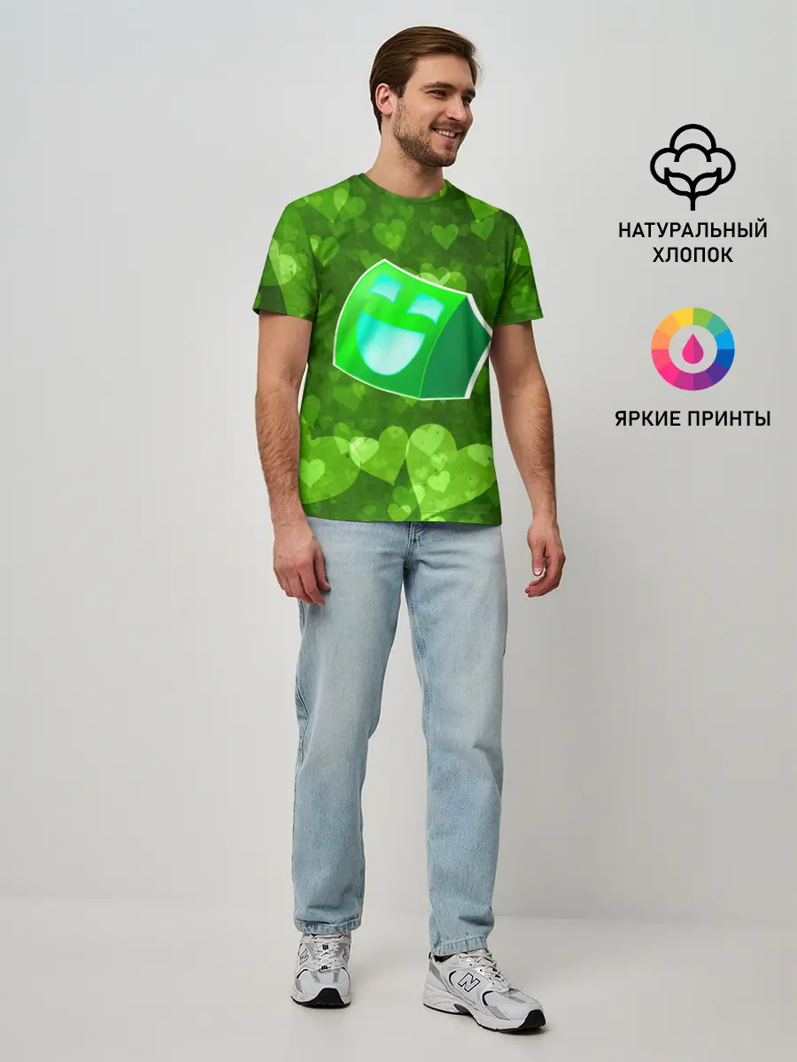 Мужская базовая футболка / Geometry Dash | Green Love