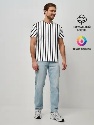 Мужская базовая футболка / Чёрные и белые полосы