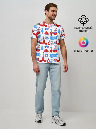 Мужская базовая футболка / РОССИЯ УЗОР
