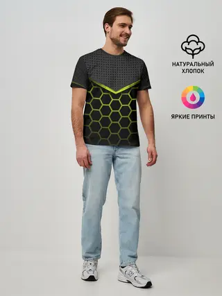 Мужская базовая футболка / 3D СОТЫ / ОБЪЕМНАЯ БРОНЯ