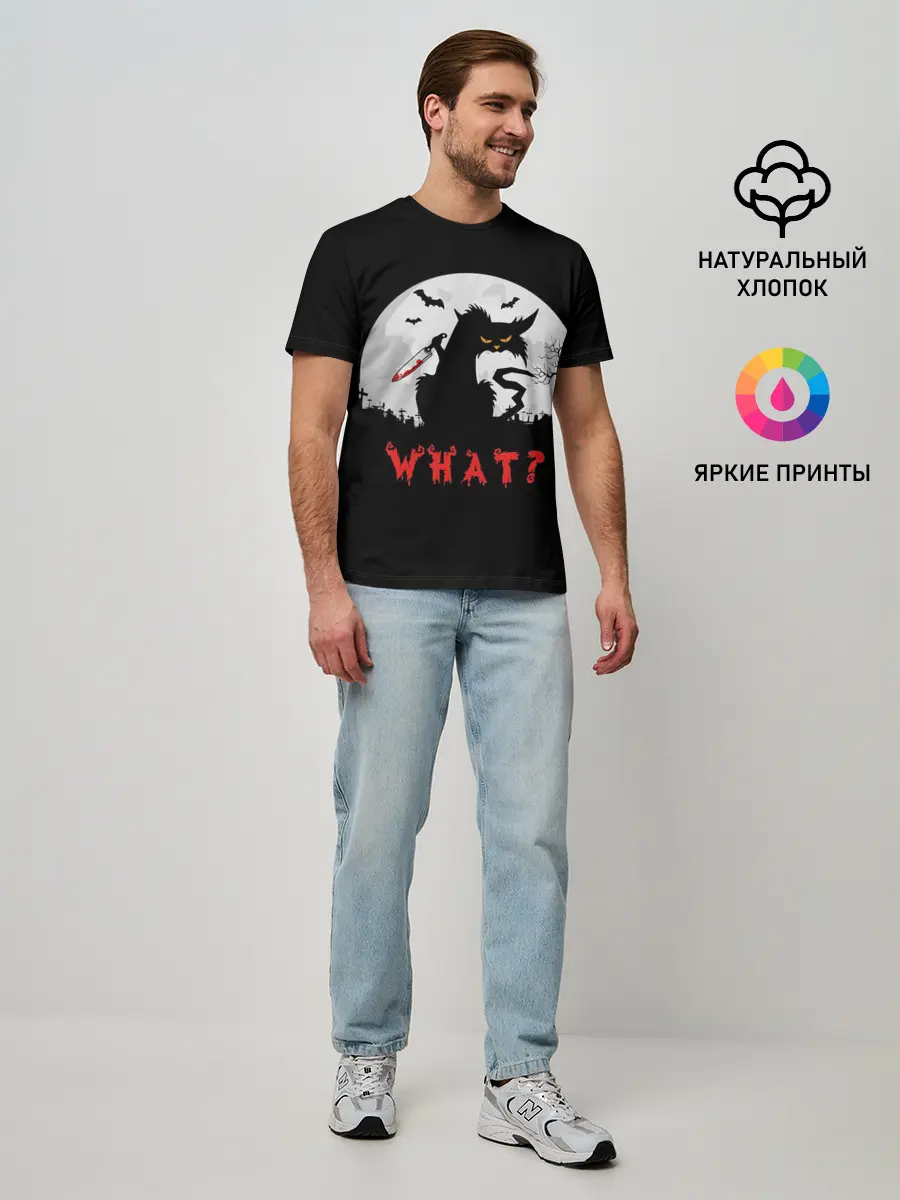 Мужская базовая футболка / What Cat