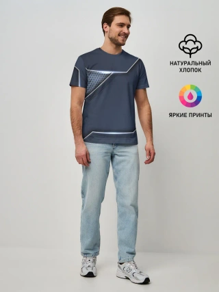 Мужская базовая футболка / Металлическая 3D основа