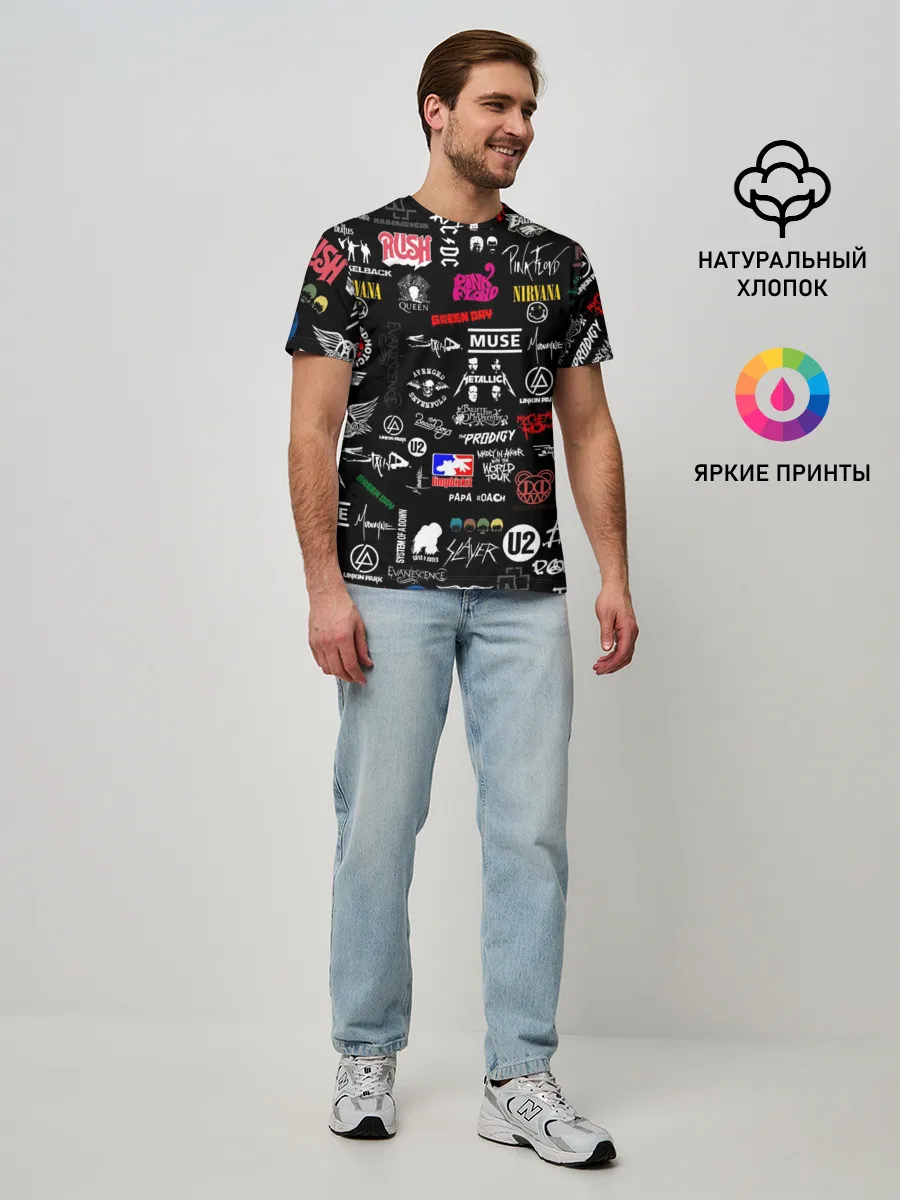 Мужская базовая футболка / ЛОГОТИПЫ РОК ГРУПП | PATTERN