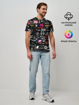 Мужская базовая футболка / ЛОГОТИПЫ РОК ГРУПП | PATTERN