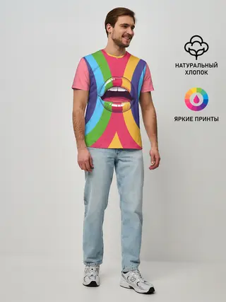 Мужская базовая футболка / Радужные губы | Rainbow lips