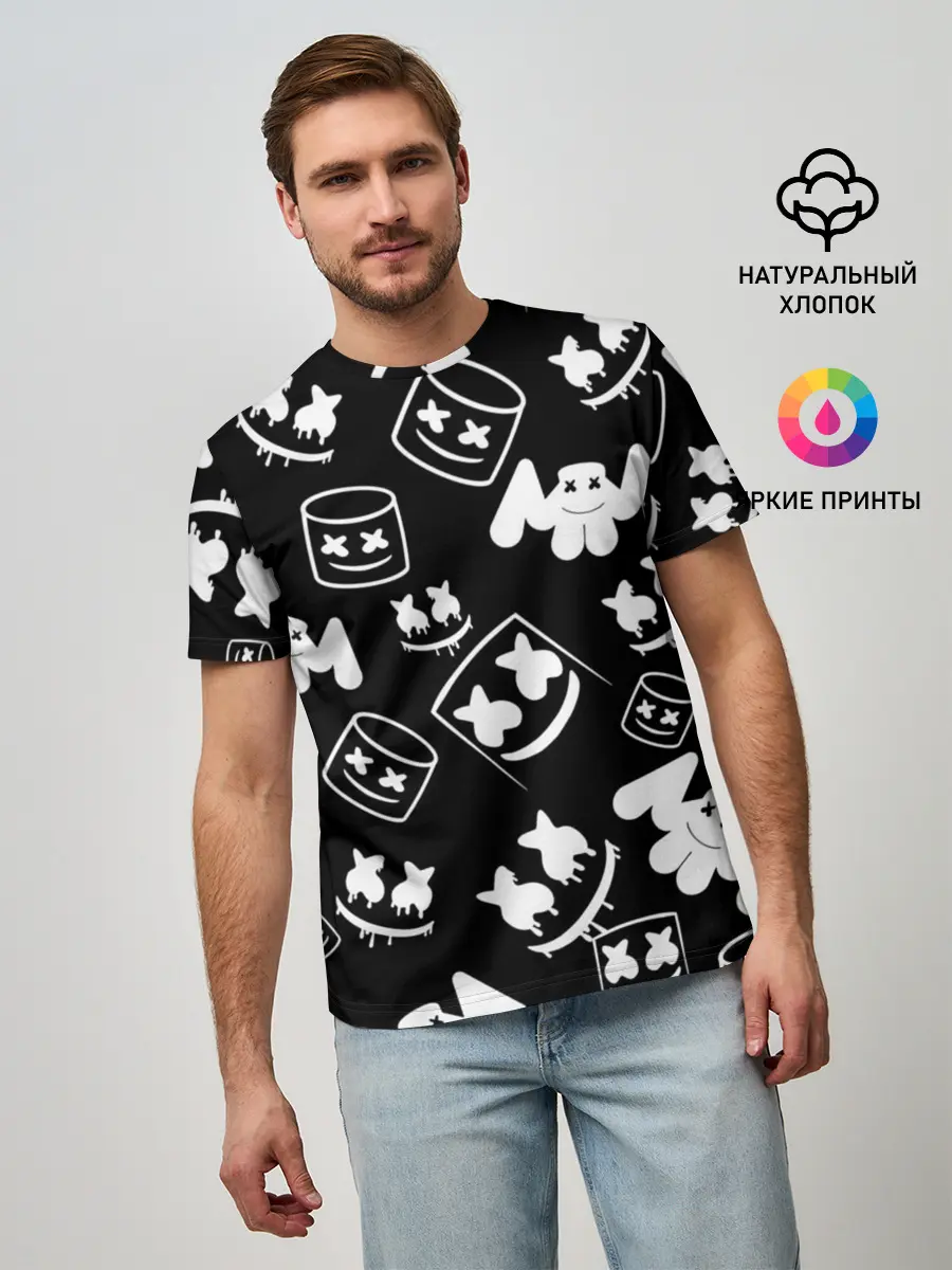 Мужская базовая футболка / Marshmello ЧБ