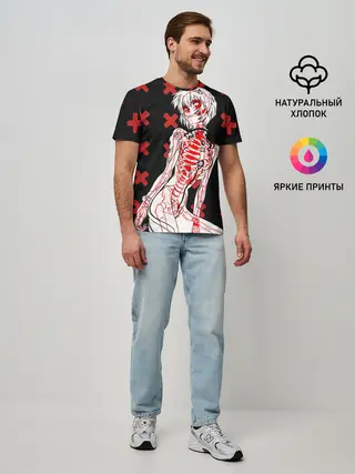 Мужская базовая футболка / Ева 00 Аянами Рей в X Ray