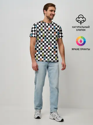 Мужская базовая футболка / Яркая шахматная доска