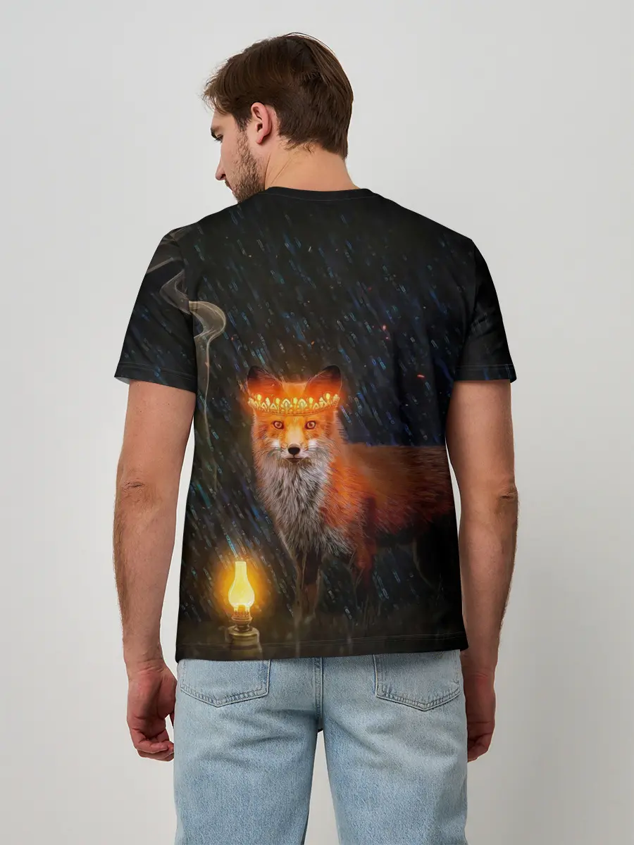 Мужская базовая футболка / Лиса с огненной короной