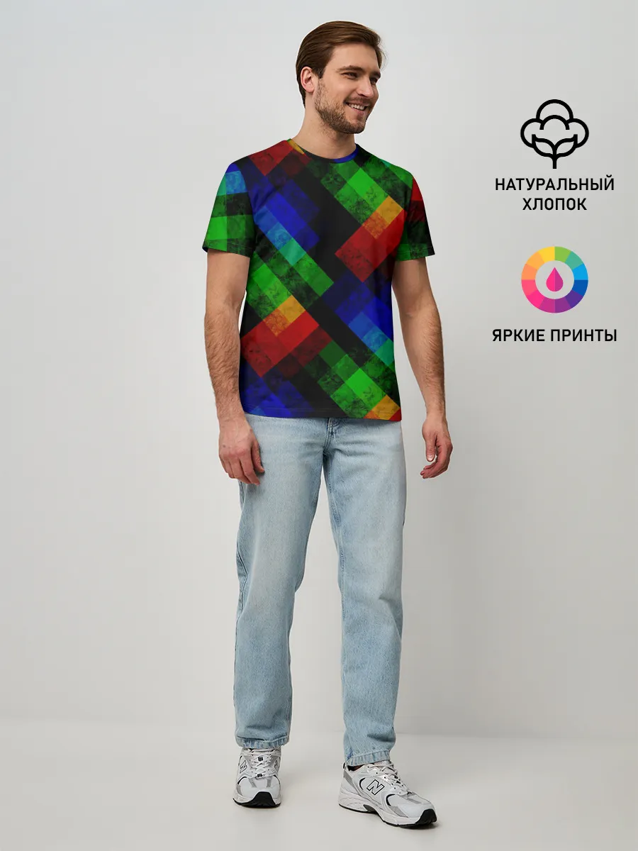 Мужская базовая футболка / Разноцветный мраморный узор