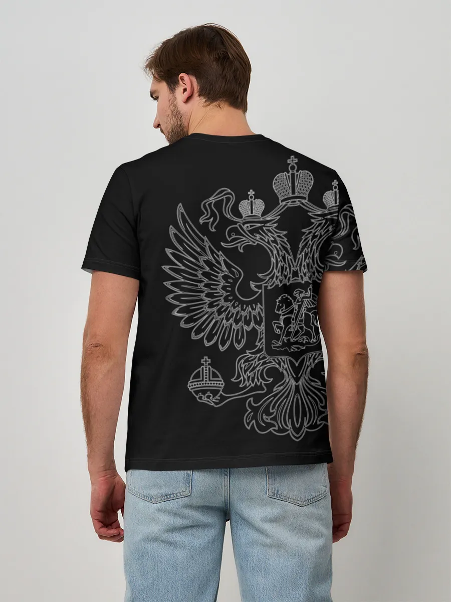 Мужская базовая футболка / Лётчик, белый герб РФ