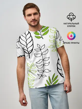 Мужская базовая футболка / Листья