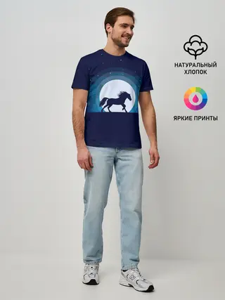 Мужская базовая футболка / Лошадь под луной