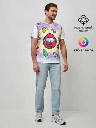 Мужская базовая футболка / Among us space