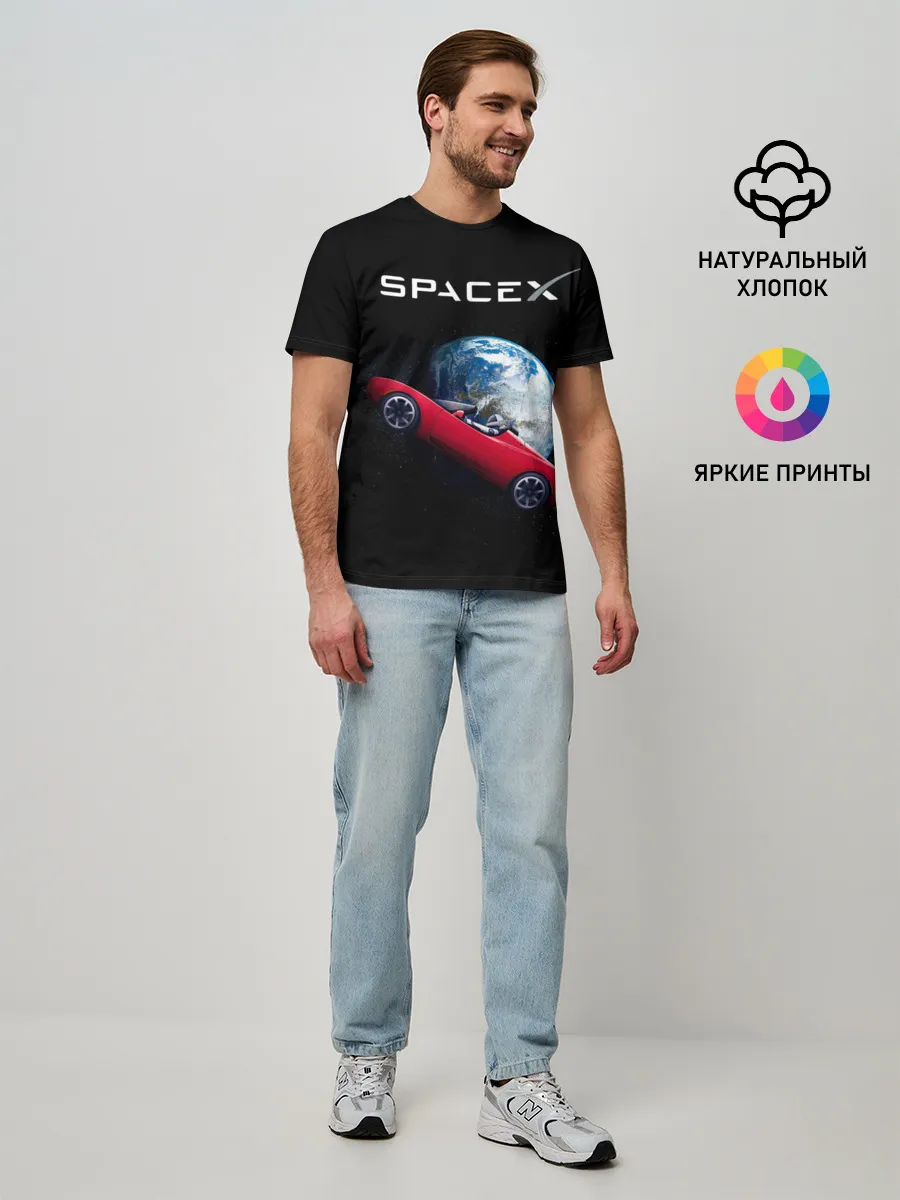 Мужская базовая футболка / Space X Zero gravity car