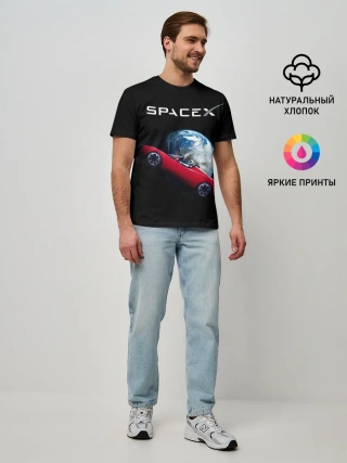 Мужская базовая футболка / Space X Zero gravity car