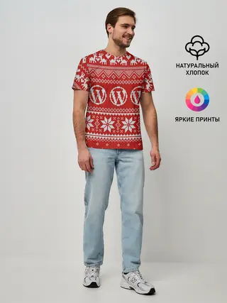 Мужская базовая футболка / Вязаный рисунок