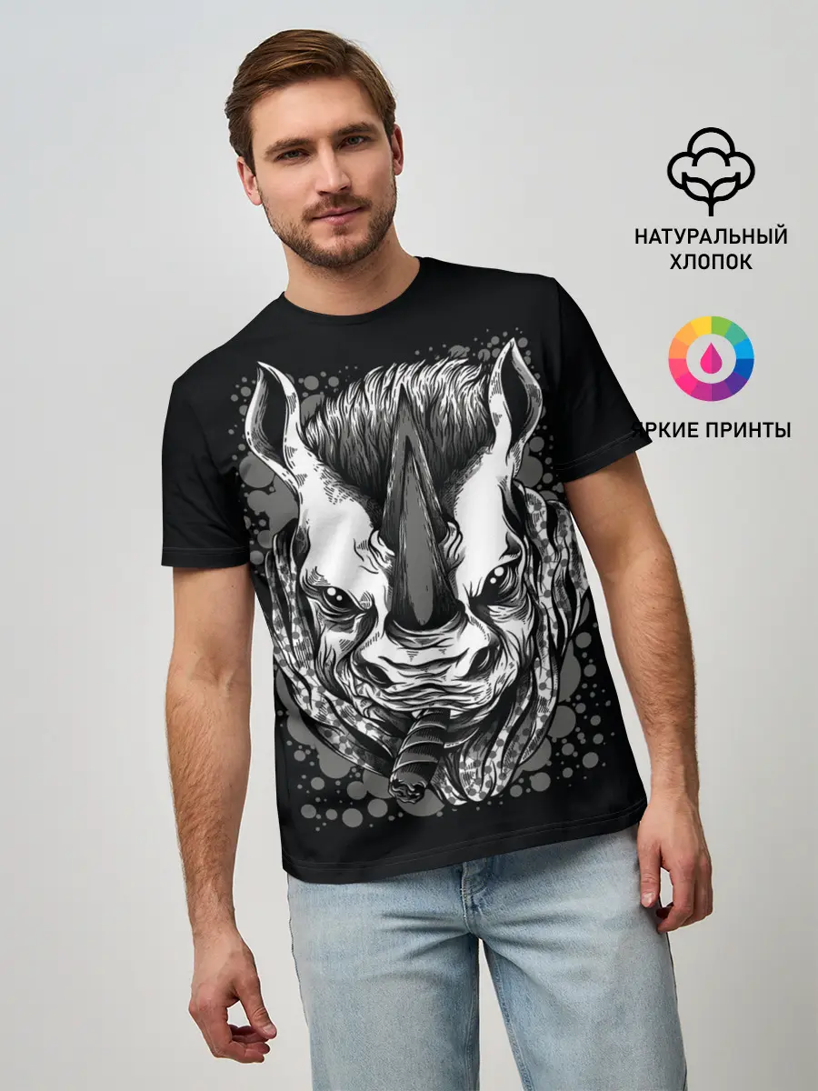 Мужская базовая футболка / Свирепый носорог