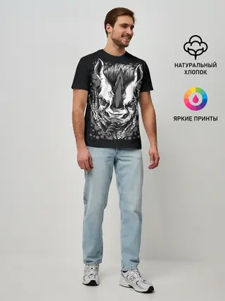 Мужская базовая футболка / Свирепый носорог