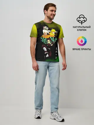 Мужская базовая футболка / Иноске Зеницу Танджиро