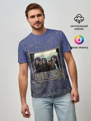 Мужская базовая футболка / Maneskin в серебре и золоте