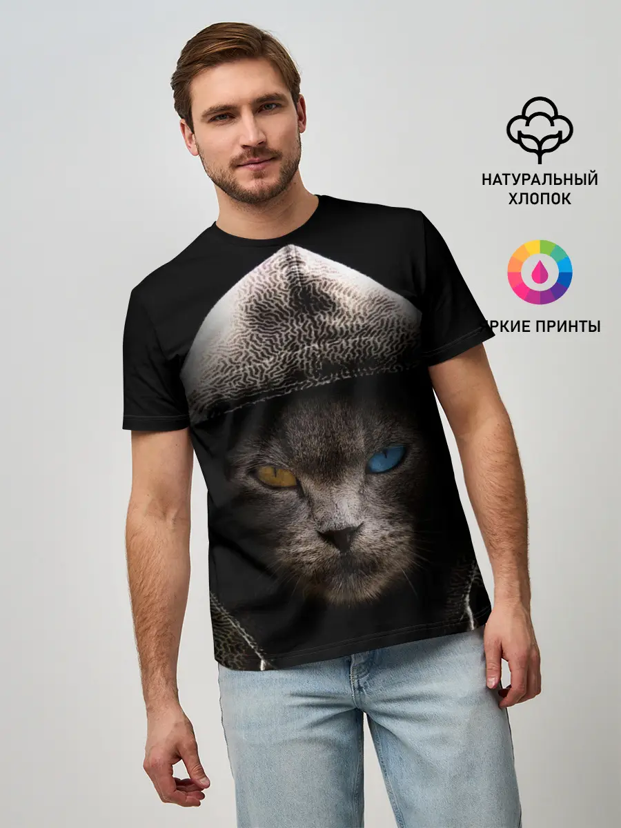 Мужская базовая футболка / Уличный кот