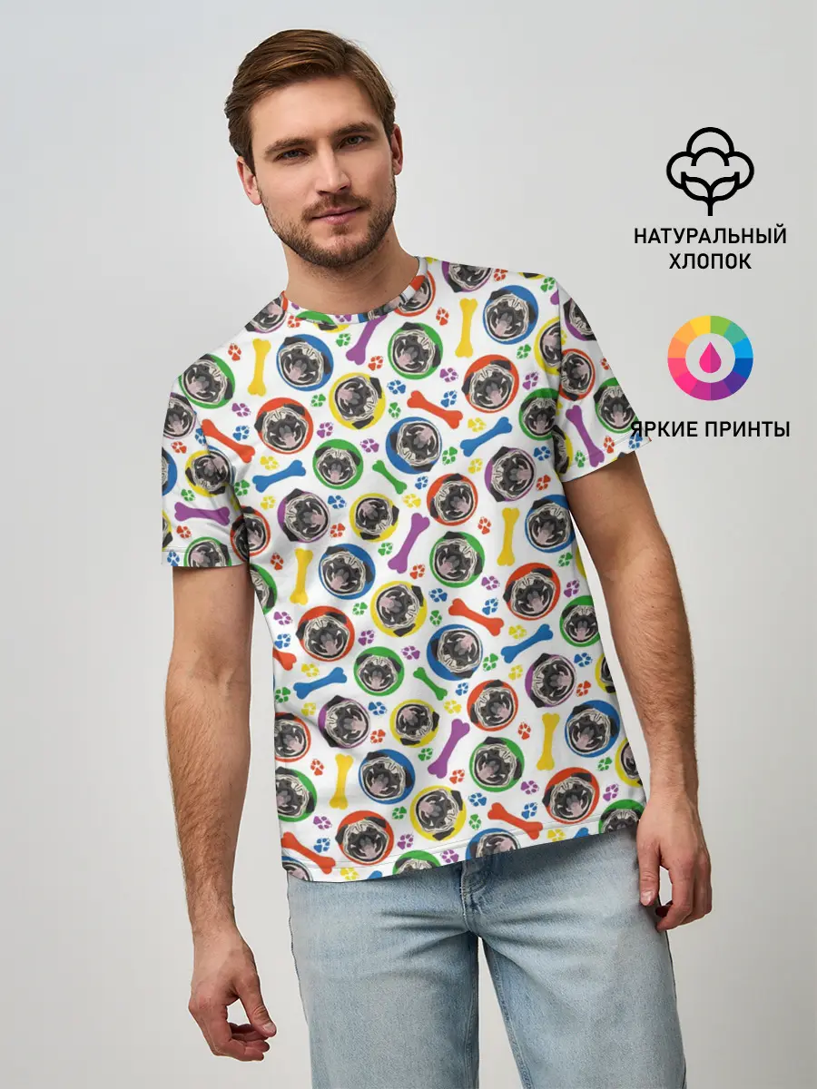 Мужская базовая футболка / Мопс