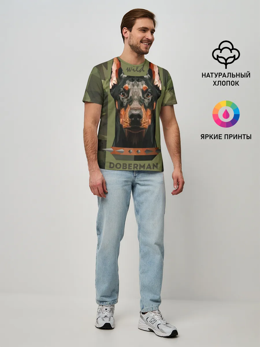 Мужская базовая футболка / Дикий доберман