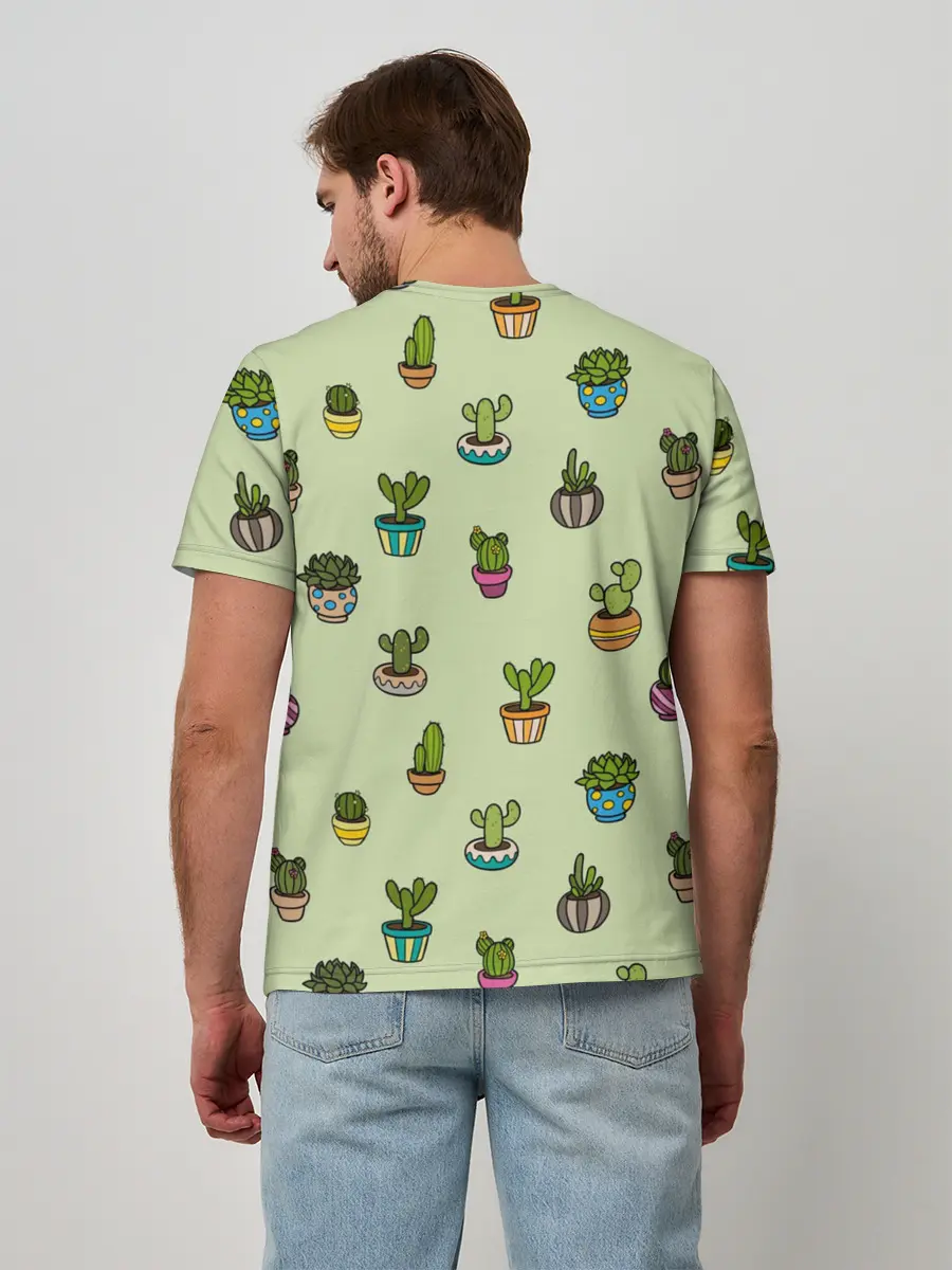 Мужская базовая футболка / Веселый кактус
