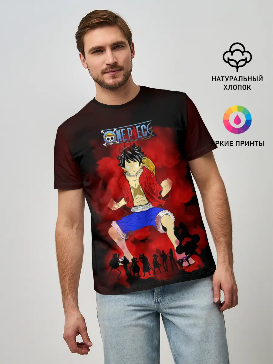 Мужская базовая футболка / Луффи и Пираты Соломенной Шляпы