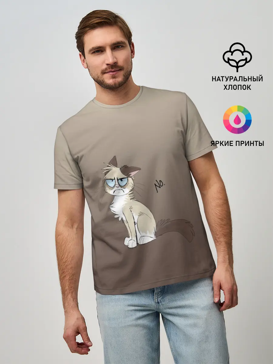 Мужская базовая футболка / сварливый кот мем нет