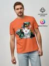 Мужская базовая футболка / Джоджо хомяк на оранжевом