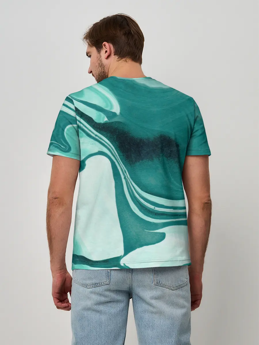 Мужская базовая футболка / красочный зелёный развод