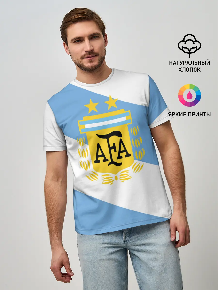 Мужская базовая футболка / Сборная Аргентины + спина