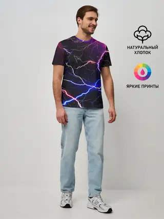 Мужская базовая футболка / НЕОНОВЫЕ МОЛНИИ