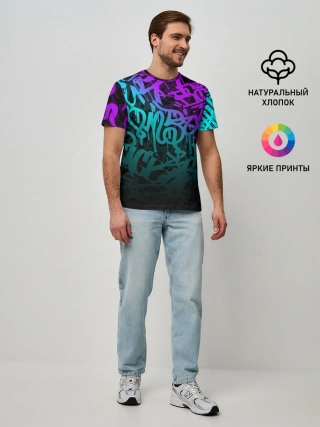Мужская базовая футболка / НЕОНОВОЕ ГРАФФИТИ / NEON