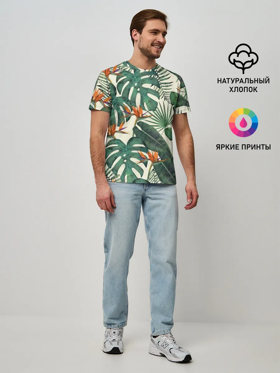 Мужская базовая футболка / Тропический паттерн