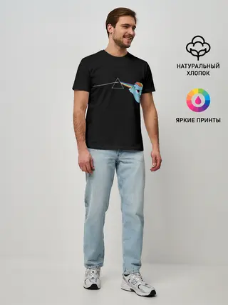 Мужская базовая футболка / Радуга Дэш х Пинк Флойд