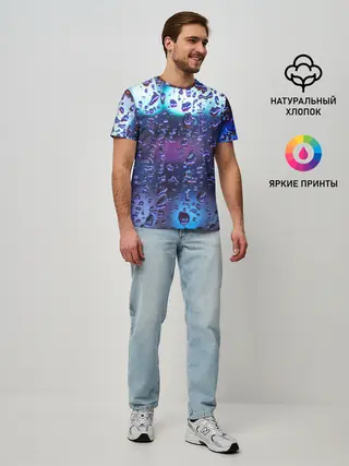 Мужская базовая футболка / Капли на стекле макро