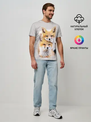 Мужская базовая футболка / Лисята