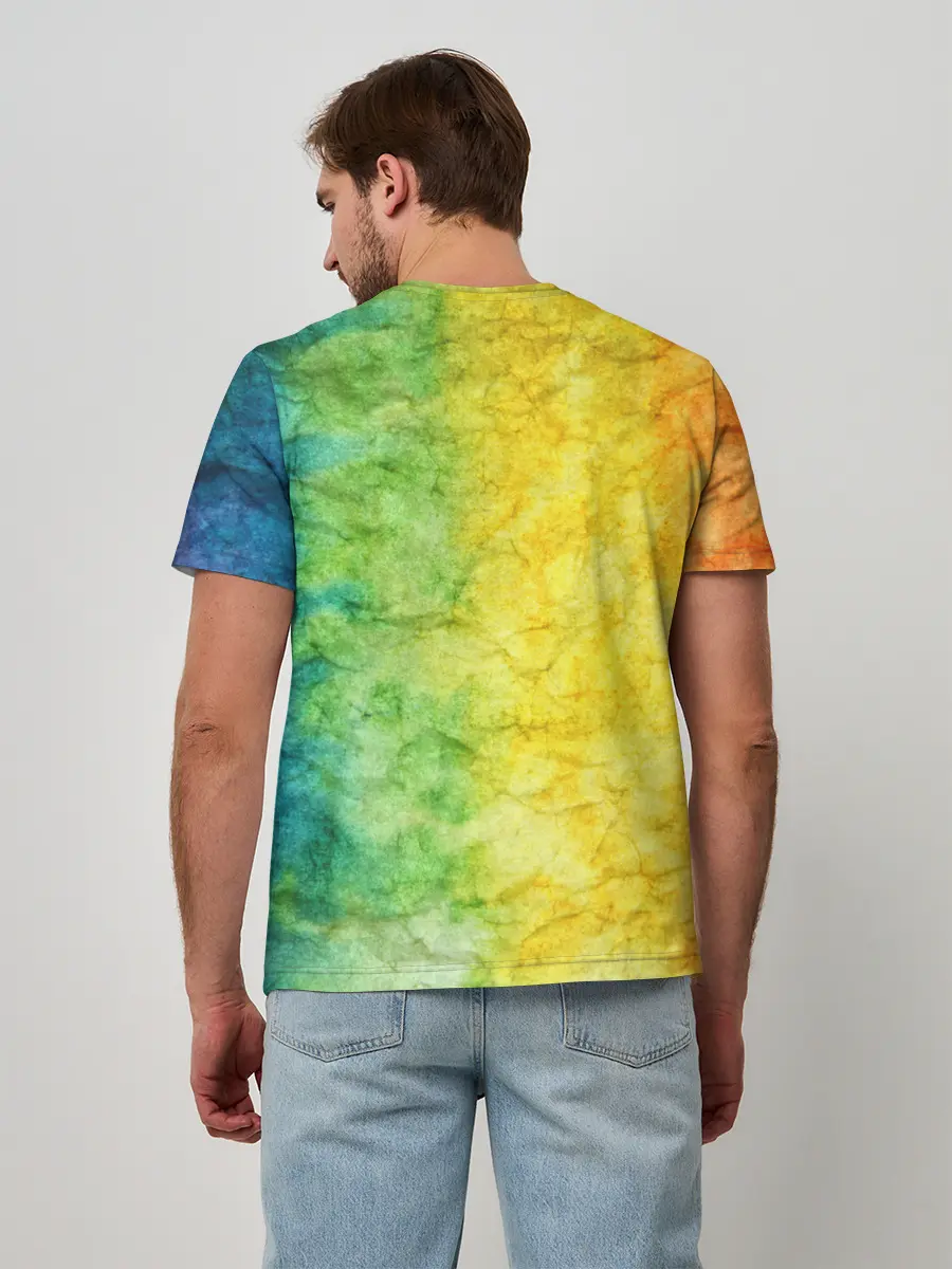 Мужская базовая футболка / разноцветный акварель градиент