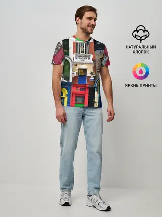 Мужская базовая футболка / London doors цифровой коллаж